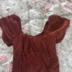 Hollister Rust Red Puff Sleeve Women's Top